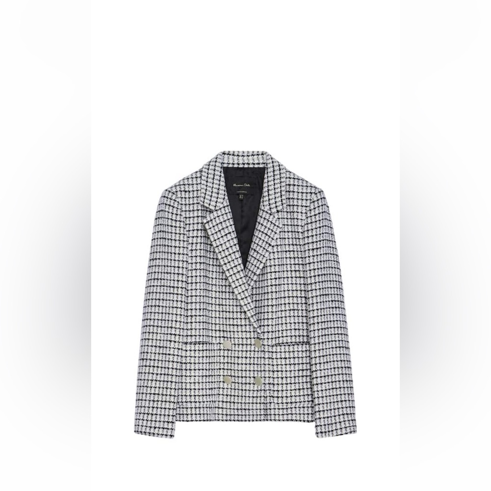 Double-breasted check blazer by Massimo Dutti